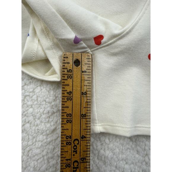 WildFox Hearts Print Short Lounge Set Women Small Longsleeve Sweatshirt Oatmeal - Picture 12 of 16